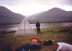 The bug tent at our first camp.