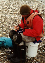 Andrew writing during a lunch break.