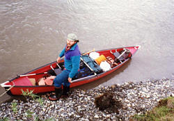 Richard by our first time loaded canoe.