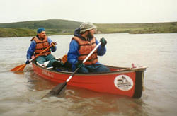 Tom and Richard in the canoe.